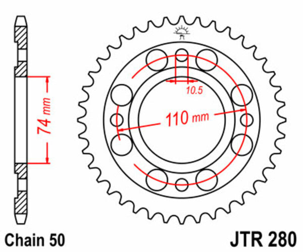 JT Sprock's Steel Standard bageste sprock 280 - 530 JTR280.33