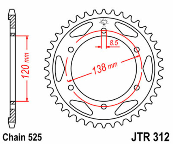 JT Sprock's Steel Standard bageste sprock 312 - 525 JTR312.40