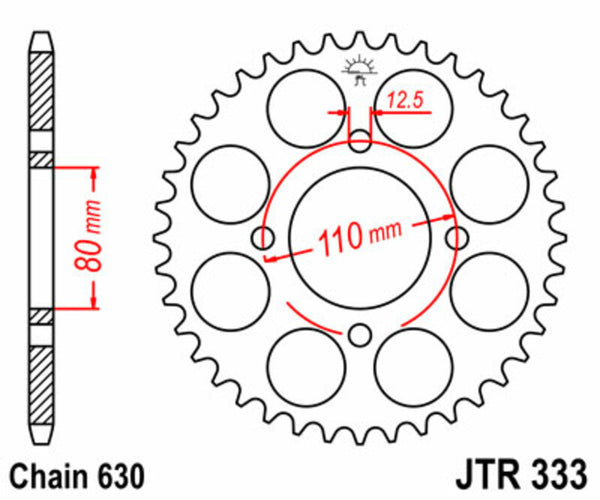 JT Sprock's Steel Standard bageste sprock 333 - 630 JTR333.38