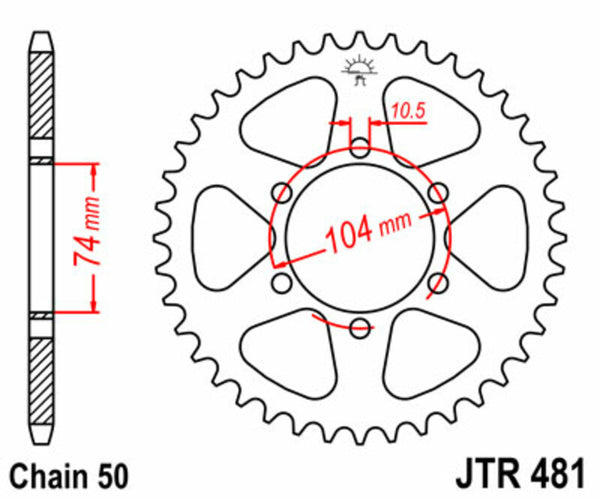 JT Sprock's Steel Standard Rear Sprock 481 - 530 JTR481.42