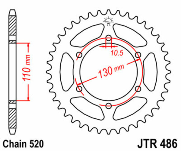 JT Sprock's Steel Standard bageste sprock 486 - 520 JTR486.41