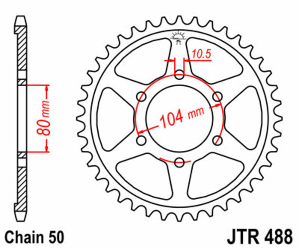 JT Sprock's Steel Standard Rear Sprock 488 - 530 JTR488.44