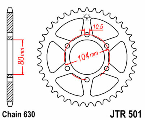 JT Sprock's Steel Standard bageste sprock 501 - 630 JTR501.33