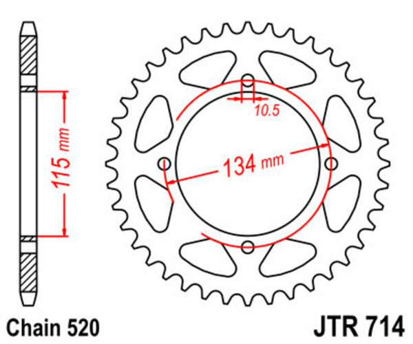 JT Sprock's Steel Standard bageste sprock 714 - 520 JTR714.50
