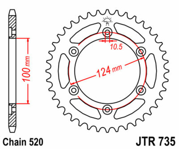 JT Sprock's Steel Standard bageste sprock 735 - 520 JTR735.45