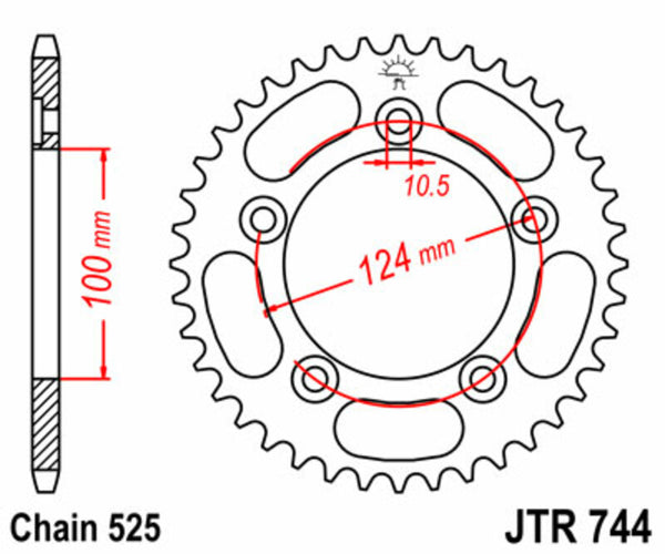 JT Sprock's Steel Standard bageste sprock 744 - 525 JTR744.39