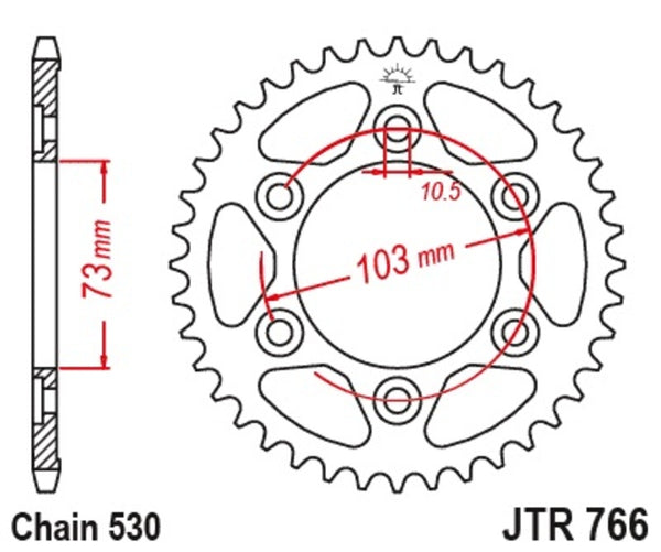 JT Sprock's Steel Standard bageste sprock 766 - 530 JTR766.43
