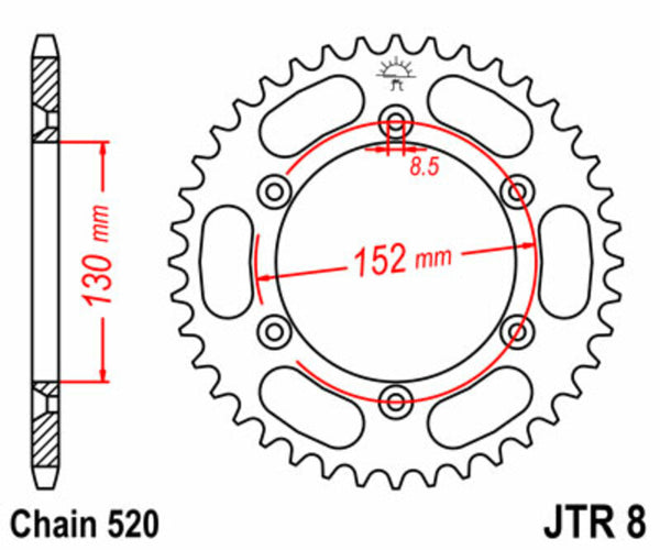 JT Sprock's Steel Standard Rear Sprock 8 - 520 JTR8.48