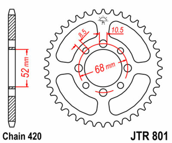 JT Sprock's Steel Standard bageste sprock 801 - 420 JTR801.38