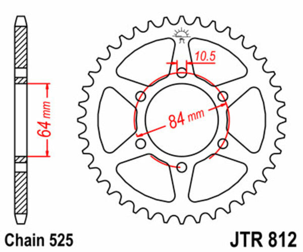 JT Sprock's Steel Standard bageste sprock 812 - 525 JTR812.41