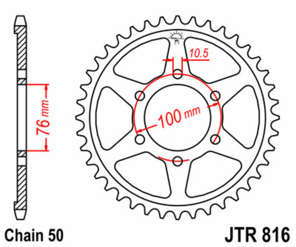 JT Sprock's Steel Standard bageste sprock 816 - 530 JTR816.44