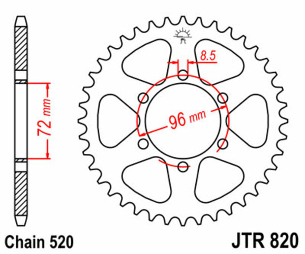 JT Sprock's Steel Standard bageste sprock 820 - 520 JTR820.42