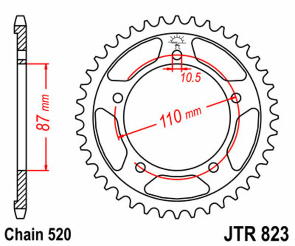 JT Sprock's Steel Standard Rear Sprock 823 - 520 JTR823.46
