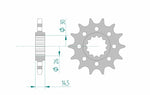 AFAM Steel Standard Front Sprocket 20609 - 525, reservdel för Honda RVF 750 R RC45. Teknisk ritning med mått och spline-detaljer.