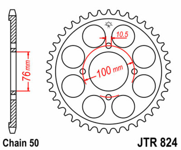JT Sprock's Steel Standard bageste sprock 824 - 530 JTR824.40