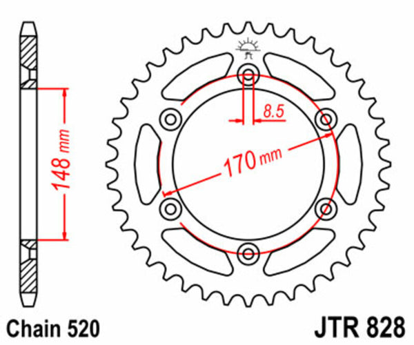 JT Sprock's Steel Standard Rear Sprock 828 - 520 JTR828.42