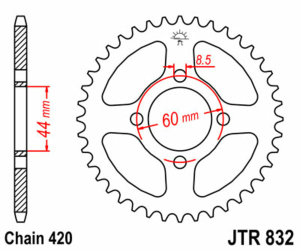 JT Sprock's Steel Standard Rear Sprock 832 - 420 JTR832.50