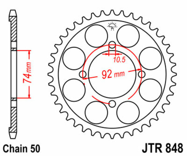 JT Sprock's Steel Standard Rear Sprock 848 - 530 JTR848.39