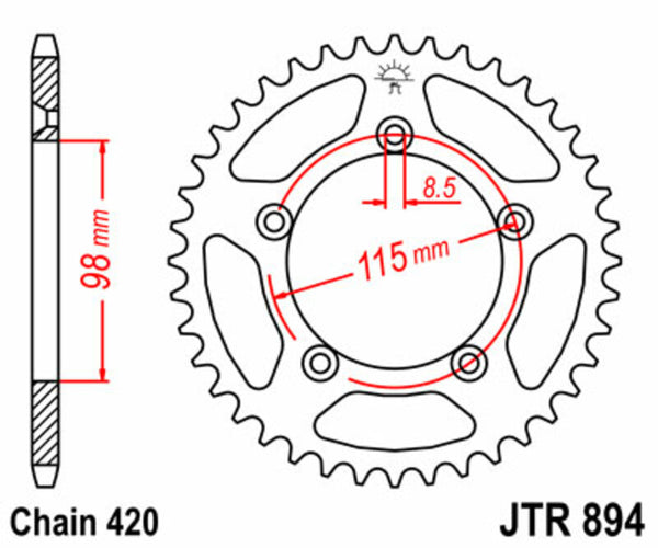 JT Sprock's Steel Standard bageste sprock 894 - 420 JTR894.48