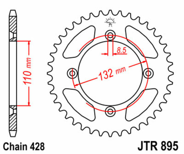 JT Sprock's Steel Standard bageste sprock 895 - 428 JTR895.49