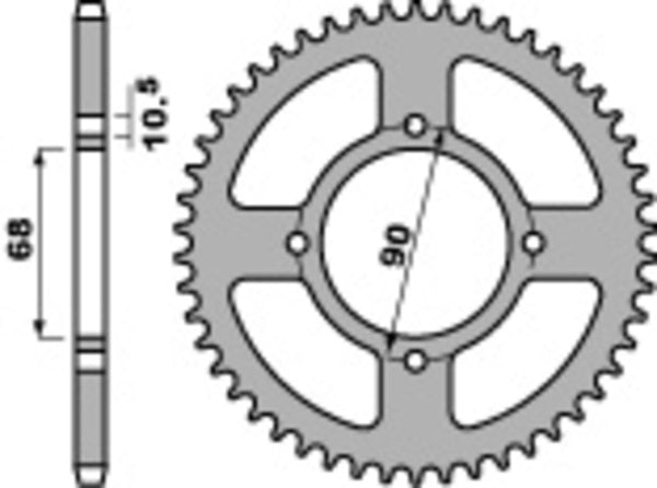 PBR Standard C45 Steel Brech Sprock 256 - 520 256 42 C45