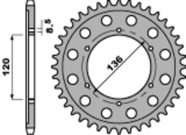 PBR Standard C45 Steel rear Sprock 4324 - 428 4324 57 C45