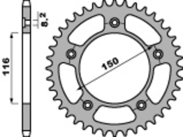 PBR Standard C45 Steel rear Sprock 4329 - 520 4329 42 C45