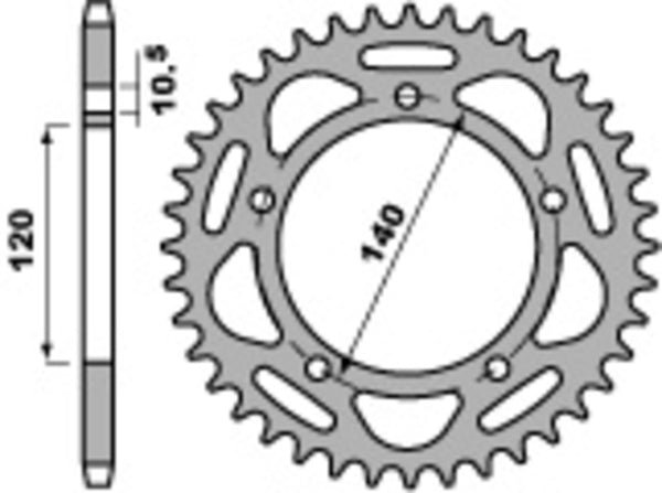 PBR Standard C45 Steel Bagerste sprock 4397 - 520 4397 45 C45