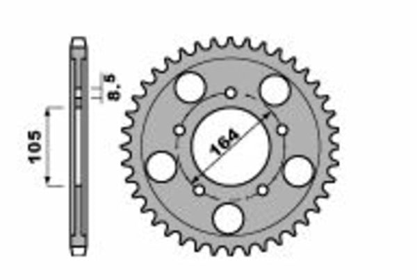 PBR Standard C45 Steel Bagerste sprock 4557 - 525 4557 48 C45