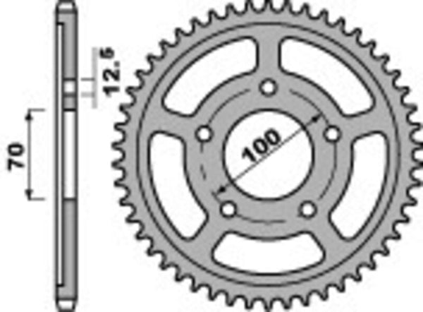 PBR Standard C45 Steel bageste sprock 4646 - 525 4646 45 C45