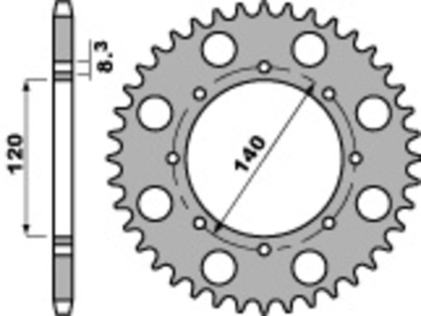PBR Standard C45 Steel Bagerste sprock 491 - 520 491 37 C45
