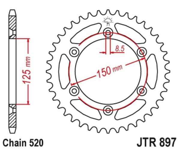 JT Sprock's Steel Standard Reach Sprock 897 - 520 JTR897.50SC