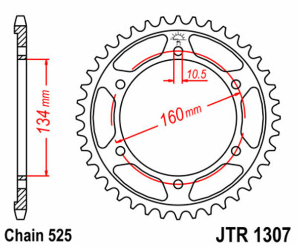 JT Sprock's Steel Standard Rear Sprock 1307 - 525 JTR1307.46