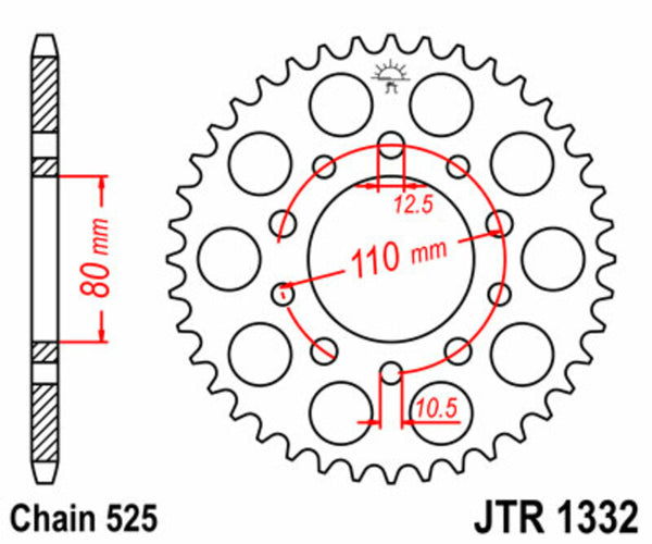 JT Sprock's Steel Standard bageste sprock 1332 - 525 JTR1332.42
