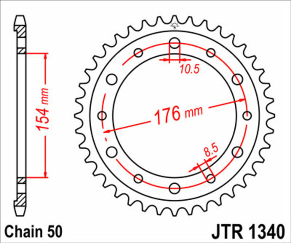 JT Sprock's Steel Standard bageste sprock 1340 - 525 JTR1340.45