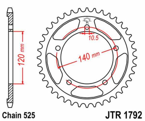 JT Sprock's Steel Standard bageste sprock 1792 - 525 JTR1792.43