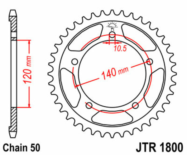 JT Sprock's Steel Standard Rear Sprock 1800 - 530 JTR1800.44