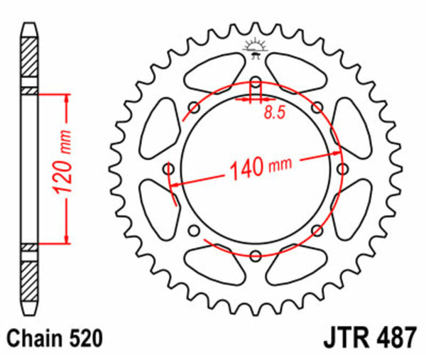 JT Sprock's Steel Standard bageste sprock 487 - 520 JTR487.44