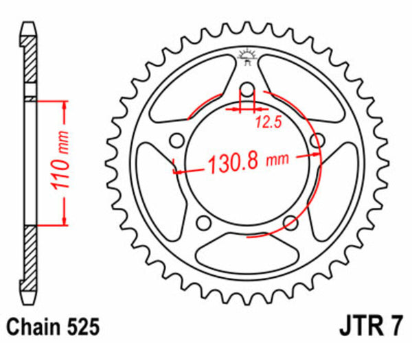 JT Sprock's Steel Standard Rear Sprock 7 - 525 JTR7.44