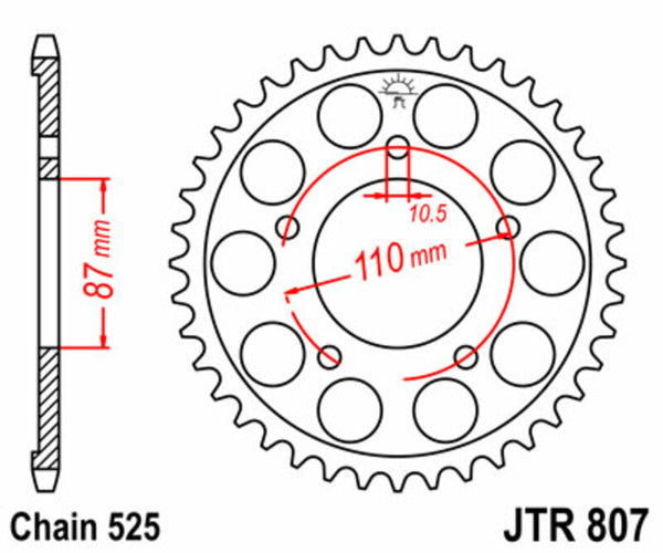 JT Sprock's Steel Standard bageste sprock 807 - 525 JTR807.45