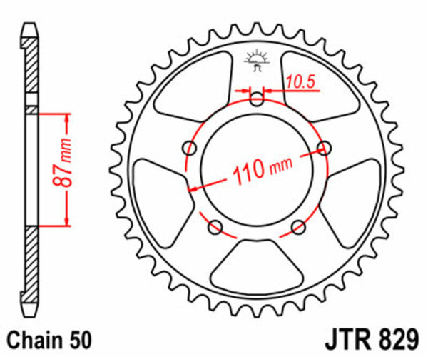 JT Sprock's Steel Standard bageste sprock 829 - 530 JTR829.45