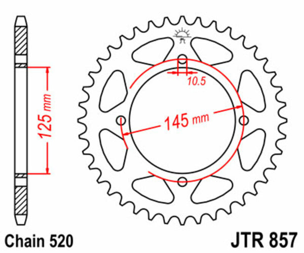 JT Sprock's Steel Standard Rear Sprock 857 - 520 JTR857.40