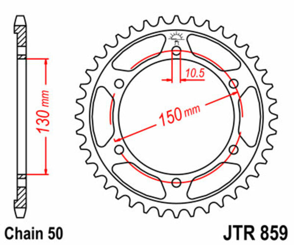 JT Sprockets Steel Standard bageste tandhjul 859 - 530 JTR859.47