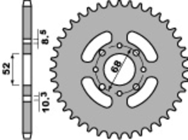 PBR Standard C45 Steel rear Sprock 802 - 428 802 50 C45