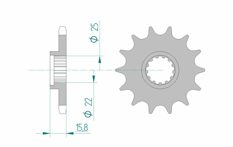 AFAM Steel Standard Framdrev 24508 - 525, stål framdrev för Kawasaki Ninja ZX-6R. Precisionsdesign med 15,8 mm bredd och 25 mm centrumhål.