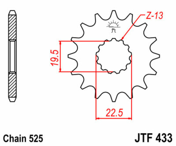 JT Sprock's Steel Standard Front Sprocket 433 - 525 JTF433.14
