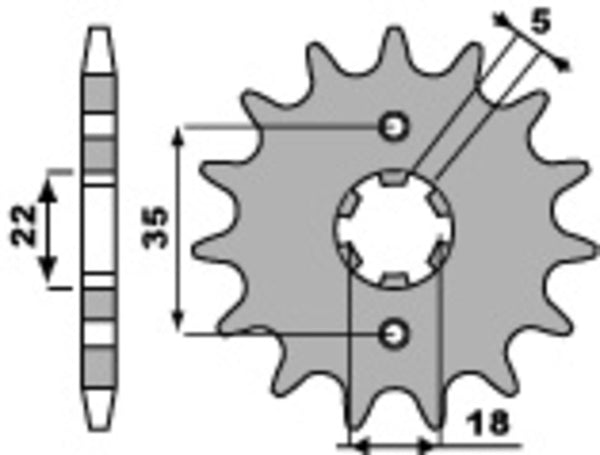 PBR STEEL Standard Front Sprock 2053 - 428 2053 14 18NC