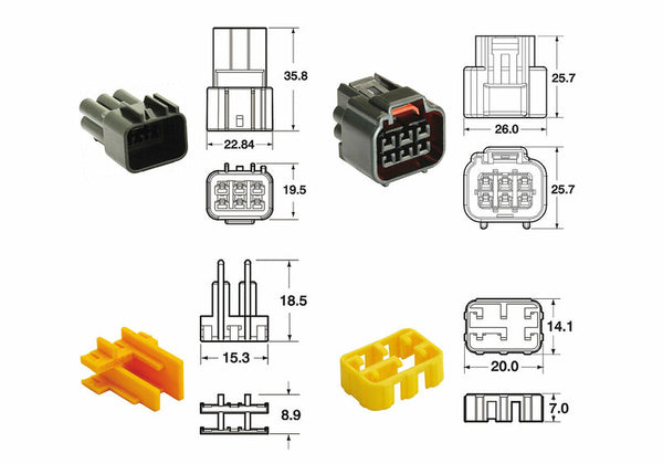 Bihr 6-Pluggs Connectors 090 FRKW OE Type-5 Set-90FRKW.6P