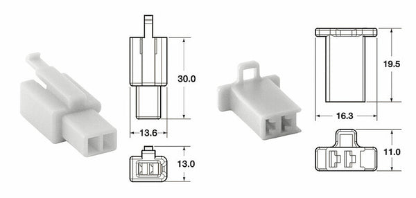 Bihr 2-Pluggs Connector Connectors 110 ml oe Type Ø0.5mm²/0.85mm²-5 Set-110ml.2p