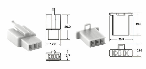 Bihr 3-Pluggs Connectors Set Connectors 110 ml Oe Type Ø0.5mm²/0.85mm²-5 sets-110ml.3p